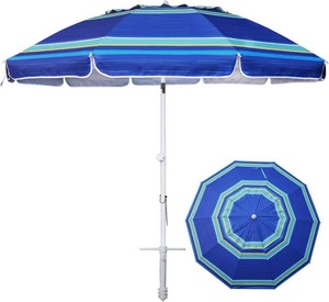 AMMSUN 8 Feet Large Beach Umbrella with Sand Anchor Heavy Duty High Wind Portable Outdoor Umbrellas UV 50 Protection Air Vent Tilt Patio Garden Pool
