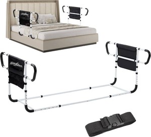 Double Bed Rail for Elderly Adults Safety, Adjustable Bed Assist Rail, Dual Side Bed Rail for Seniors Safety, Under Mattress Bed Guard Rail for Fall Prevention, Fits TwinFullQueen Beds