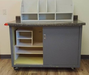 WOODEN ROLLING COUNTERCABINET
