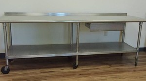STAINLESS STEEL ROLLING WORK TABLE WITH DRAWER