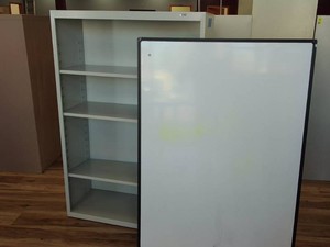 ULINE METAL SHELF AND WHITEBOARD