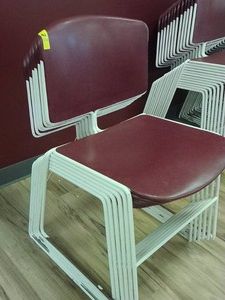 6 RED AND WHITE CHAIRS