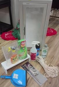 FIRE EXTINGUISHER BOX, CLEANING STUFF AND MORE