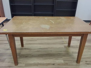 VINTAGE SOLID WOOD LIBRARY TABLE