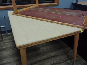 2 WOODEN LIBRARY TABLES