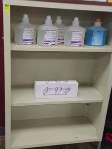 METAL 3 TEIR SHELF AND CLEANING SUPPLIES