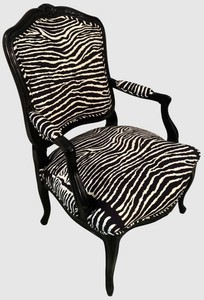 FR - Zebra Print Carved Armchair
