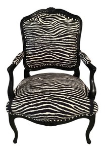 FR - Zebra Print Carved Armchair