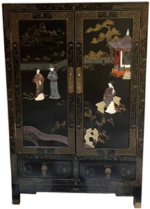 E - Chinoiserie-Style Scenic Asian Cabinet