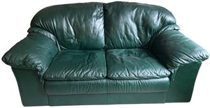ULR - Vintage Forest Green Leather Loveseat