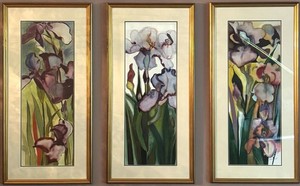 FR - Set of Three Framed Watercolor Paintings by Edie Abnet