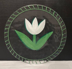 FR - Kosta Boda Tulipa Glass Platter Designed by Ulrika Hydman-Vallien