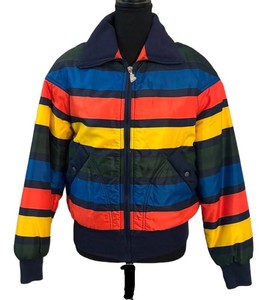 FC1 - Vintage 70s BRAUN Germany Multi-Color Striped Padded Bomber Jacket Rare Retro