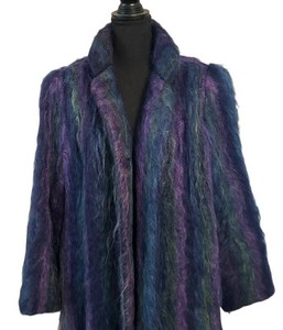 FC1 - Vintage 1980s Nano Hood River Handwoven Mohair Wool Jewel Tone Full Length Art Coat