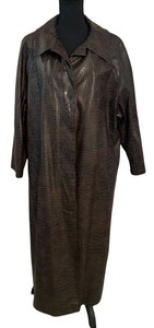 FC1 - Vintage Panache New York Dark Brown Leather Full-Length Trench Coat - Size 12