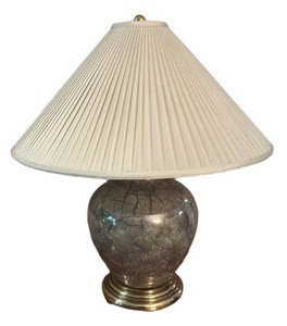 FR - Crackle-Finish Body Table Lamp with Pleated Shade