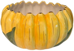 FR - Vintage Italian Bassano Majolica Ceramic Banana Motif Centerpiece Bowl - 13