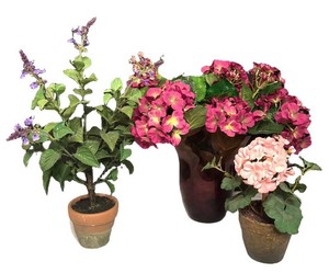FR - Trio of Decorative Faux Flower Artificial Floral Arrangements