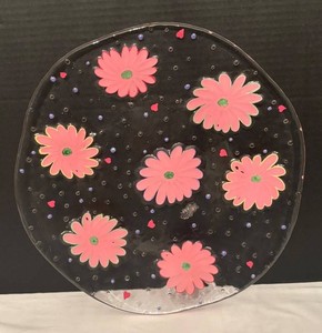 FR - Pink Floral Glass Platter
