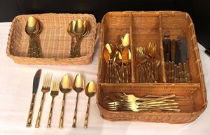 FR - Vintage Supreme Cutlery Gold Tone Flatware Set