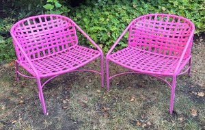 BY - Two Pink Outdoor Woven Patio Chairs