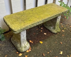 BY - Cement Garden Bench with Ornate Botanical Relief