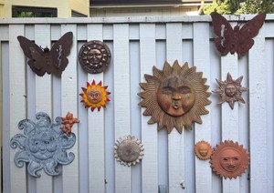 BY - Garden Wall Decor including Sun Faces, Butterflies and More