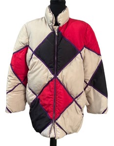 FC1 - Vintage 1980s Bill Blass Geometric Diamond Patchwork Puffer Jacket