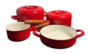 LR - Vintage Red Enamel Cookware Set