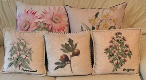 DR - Five Decorative Botanical Accent Pillows
