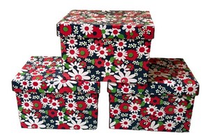 ULR - Three Vintage Floral Storage Boxes