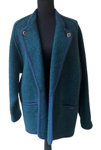 UC1 - Vintage Geiger Boiled Wool Open Front Cardigan Jacket Teal Size 50 Made in Austria