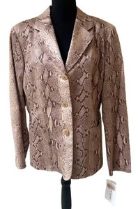 UC1 - Vintage Emanuel Ungaro Python Snakeskin Print Blazer Jacket Size 14 Neutral, NWT