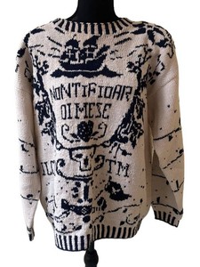 UC1 - Vintage Carole Little for Saint Tropez West Graphic Knit Ship Sweater Size L