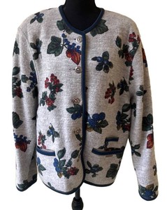 UC1 - Vintage Geiger Collections Floral Boiled Wool Cardigan Jacket - Size 42