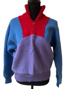 UC1 - Vintage Mistral Colorblock Quarter-Zip Ladies Wool Sweater Size M