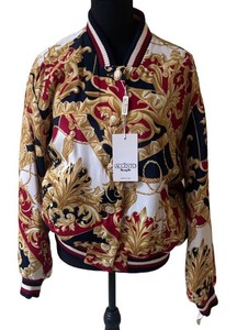 UC1 - Vintage Accento Marzotto Italy Baroque Bomber Jacket NWT Size 12 Luxury Print