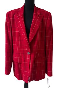 UC1 - Vintage Anne Klein II Red Plaid Womens Blazer Size 14 NWT