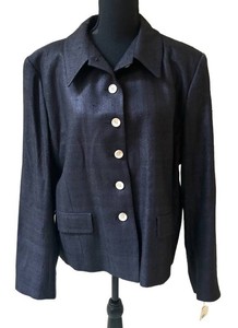 UC1 - Vintage Ann Freedberg Black 100% Silk Button-Up Jacket - Size 14, NWT