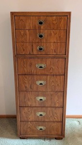 UB - Vintage Drexel Heritage Campaign Style Wood Lingerie Chest - 8 Drawers