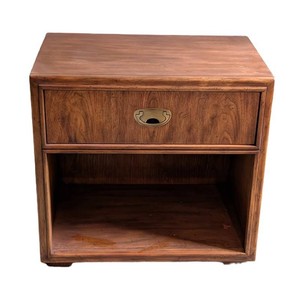 UB - Vintage Drexel Heritage Passage Campaign Wood Nightstand