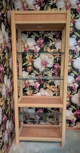 UL - Wicker & Glass Etagere Display Shelf
