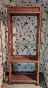 MB - Wicker & Glass Display Shelf - Tall Etagere