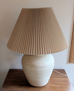 UL - Ceramic Table Lamp - Textured Body, Pleated Shade