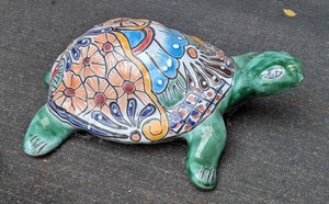 G - Ceramic Garden Turtle Colorful Glazed Sculpture