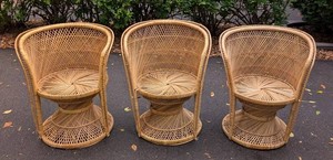 G - Vintage Wicker Barrel Chairs (Lot of 3)