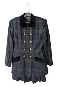 UB - Vintage Lauren Ralph Lauren Plaid Skirt Suit - Womens Size 14 - Black Watch Tartan
