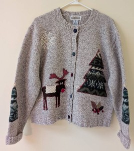 UB - Vintage Christmas Sweater - Cambridge Dry Goods Womens Wool Blend Cardigan XL
