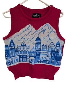 UB - Vintage DEMETRE 100% Virgin Wool Alpine Village Ski Sweater Vest - Womens M