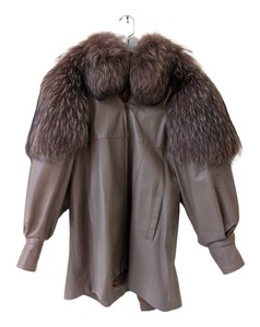 UB - Vintage Womens Brown Leather & Fur Jacket